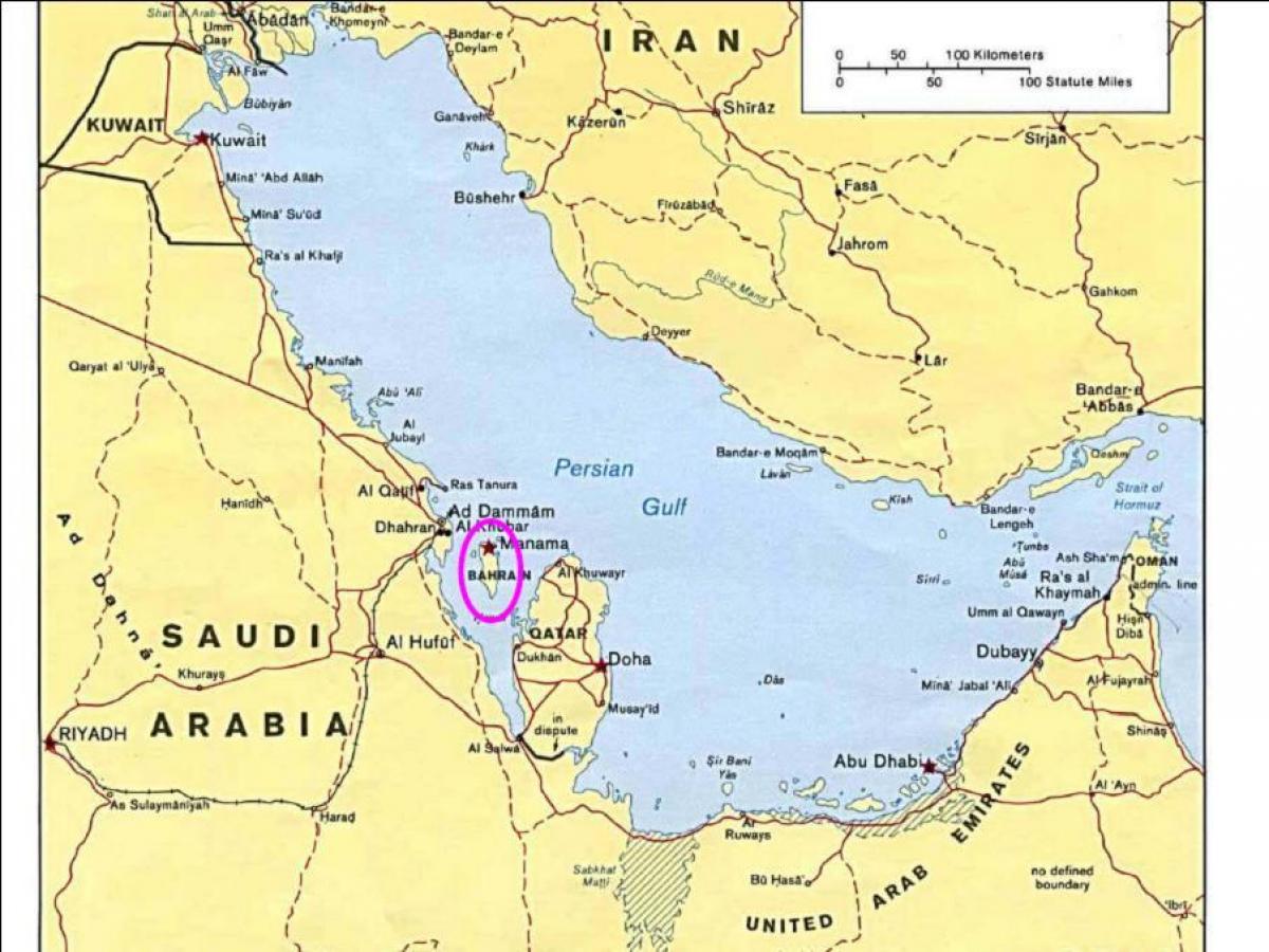 карта на остров Бахрейн 